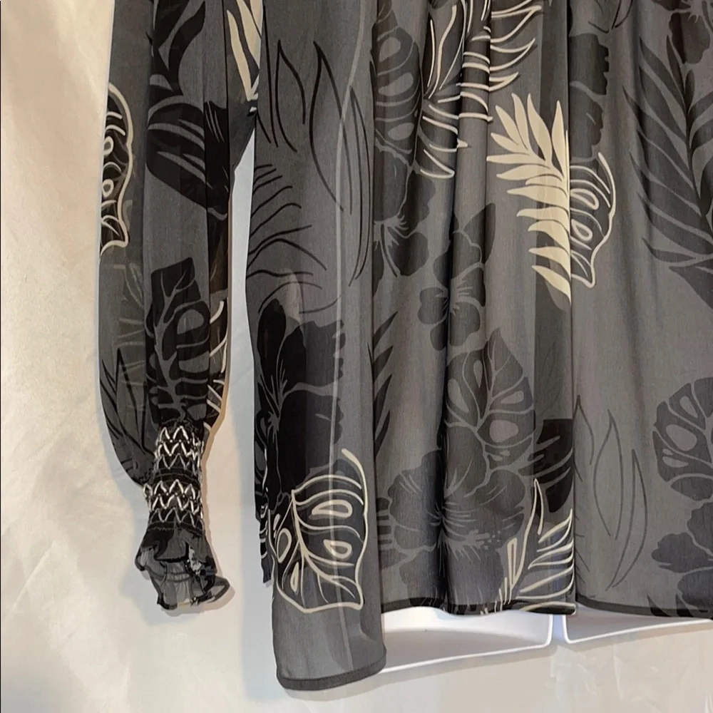 CAbi Aloha Black Long Sleeve Sheer Ruffled Blouse - Picture 14 of 16